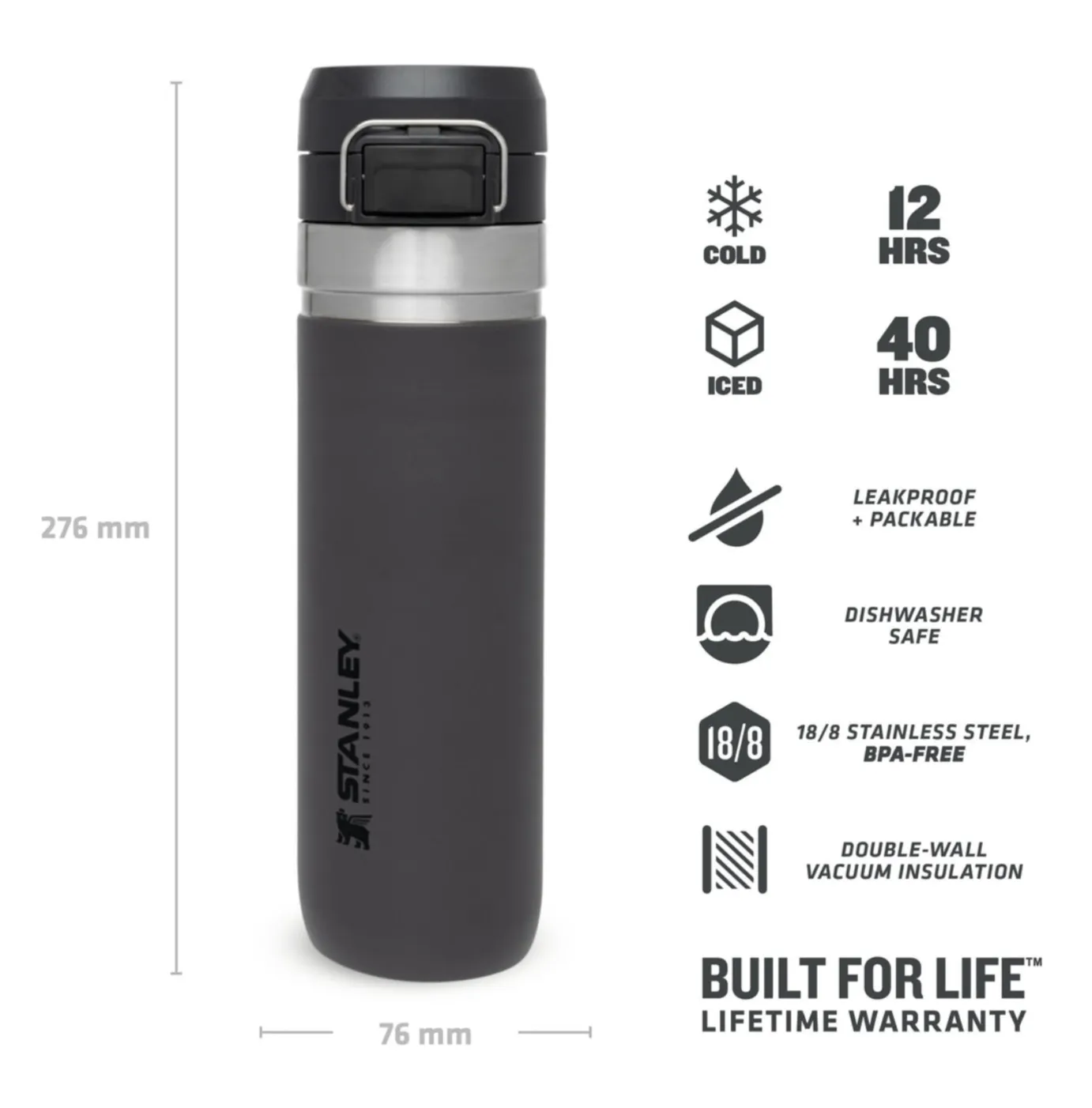 Stanley Quick Flip Water Bottle 0,7 L Charcoal