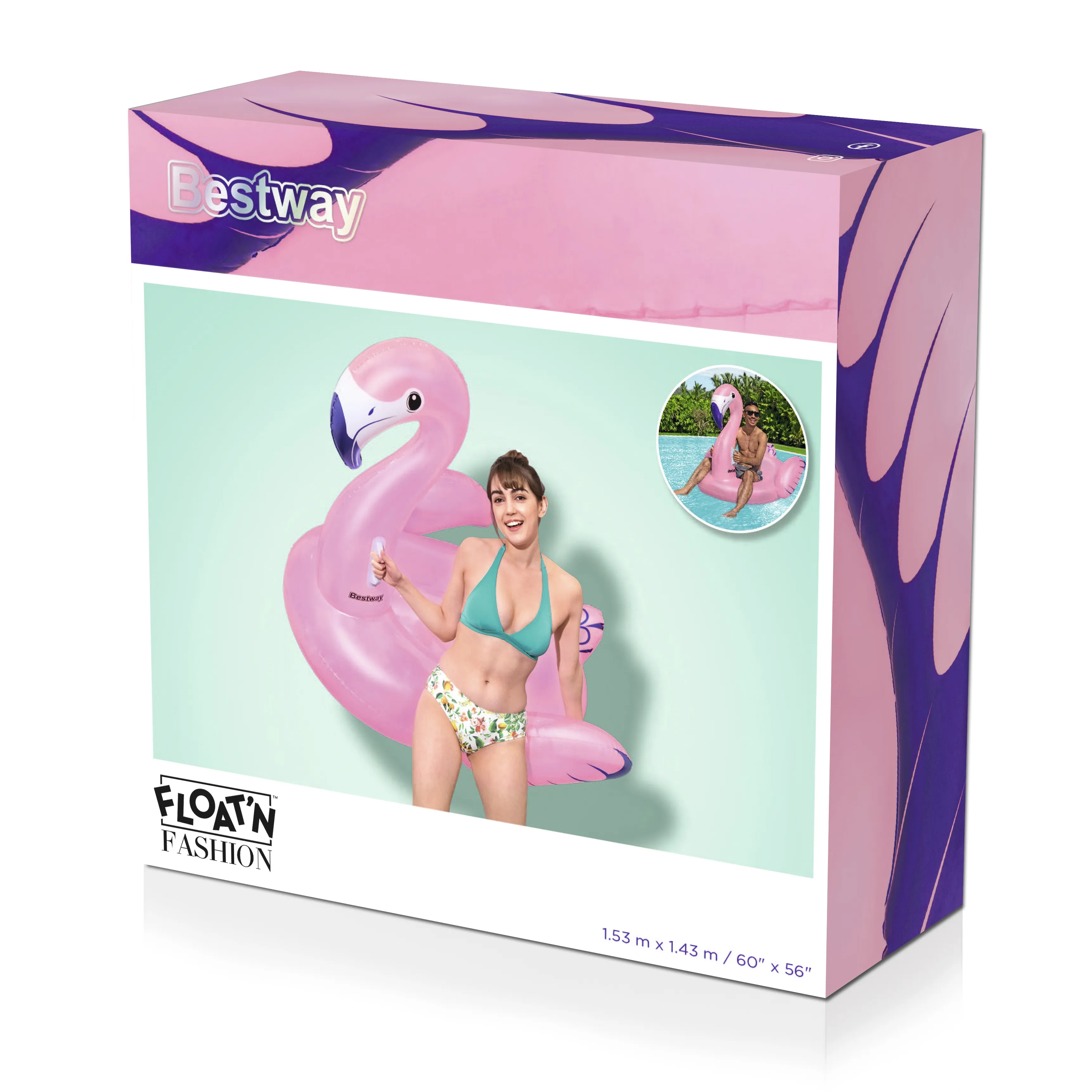 Bestway Luxury Flamingo -uimapatja, 1.53x1.43m