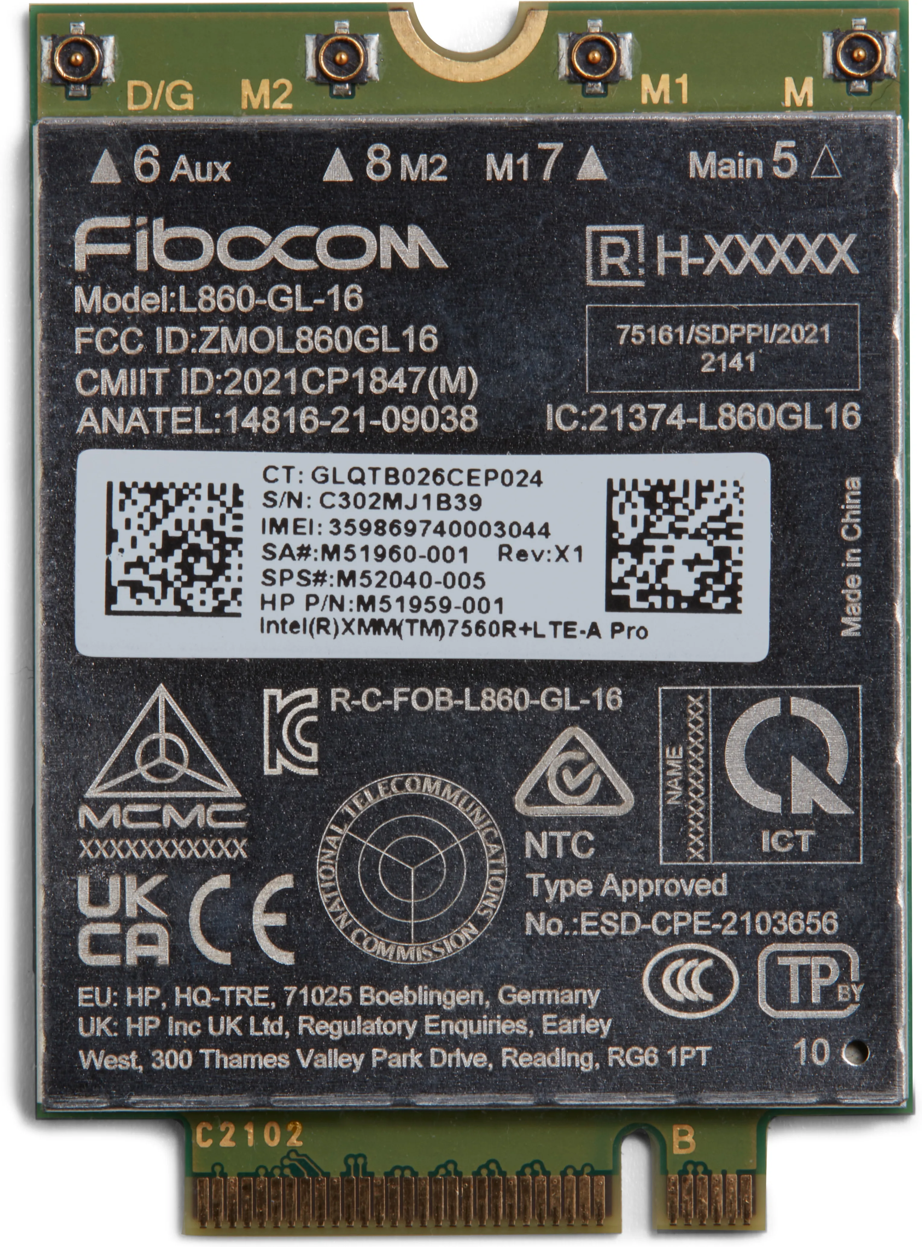 WWAN HP XMM 7560 R+ LTE-AP EMEA - INTL English Loc ¿¿¿ Euro plug