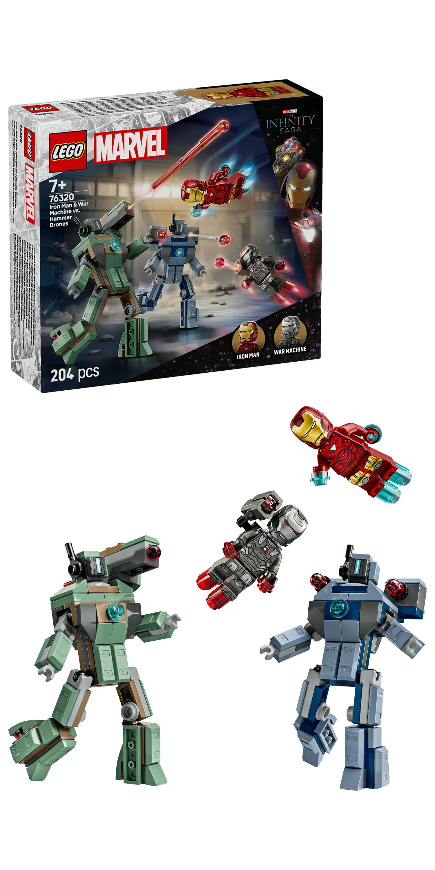 LEGO Marvel Iron Man och War Machine mot Hammer-dr&ouml;nare 76320