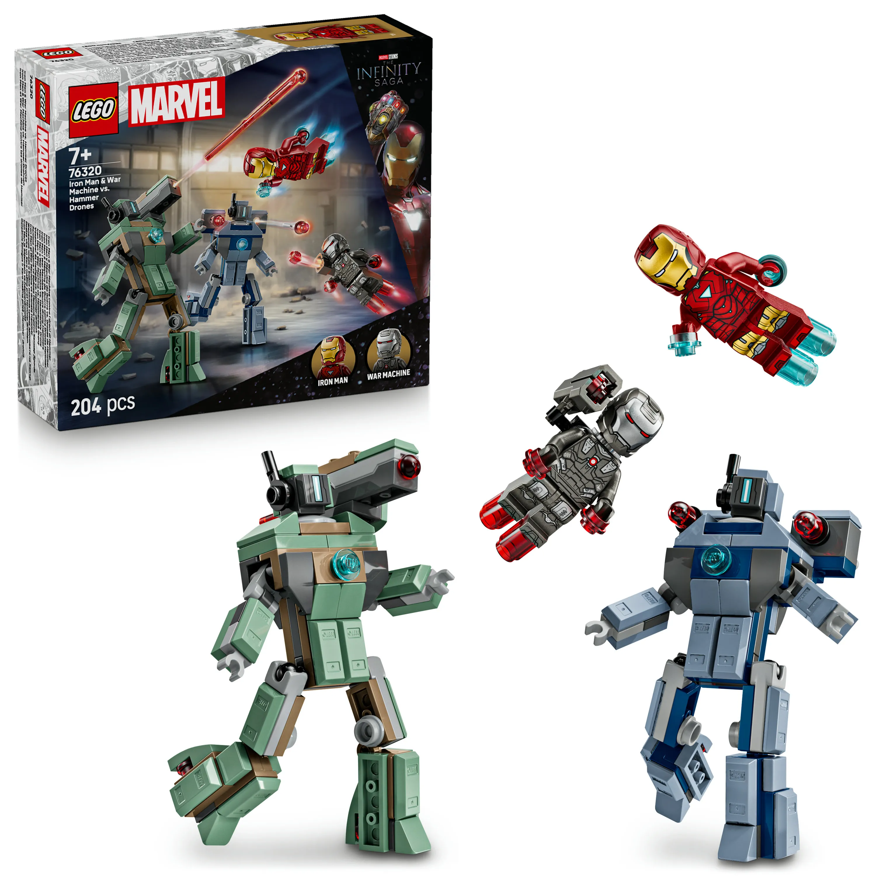LEGO Marvel Iron Man och War Machine mot Hammer-dr&ouml;nare 76320