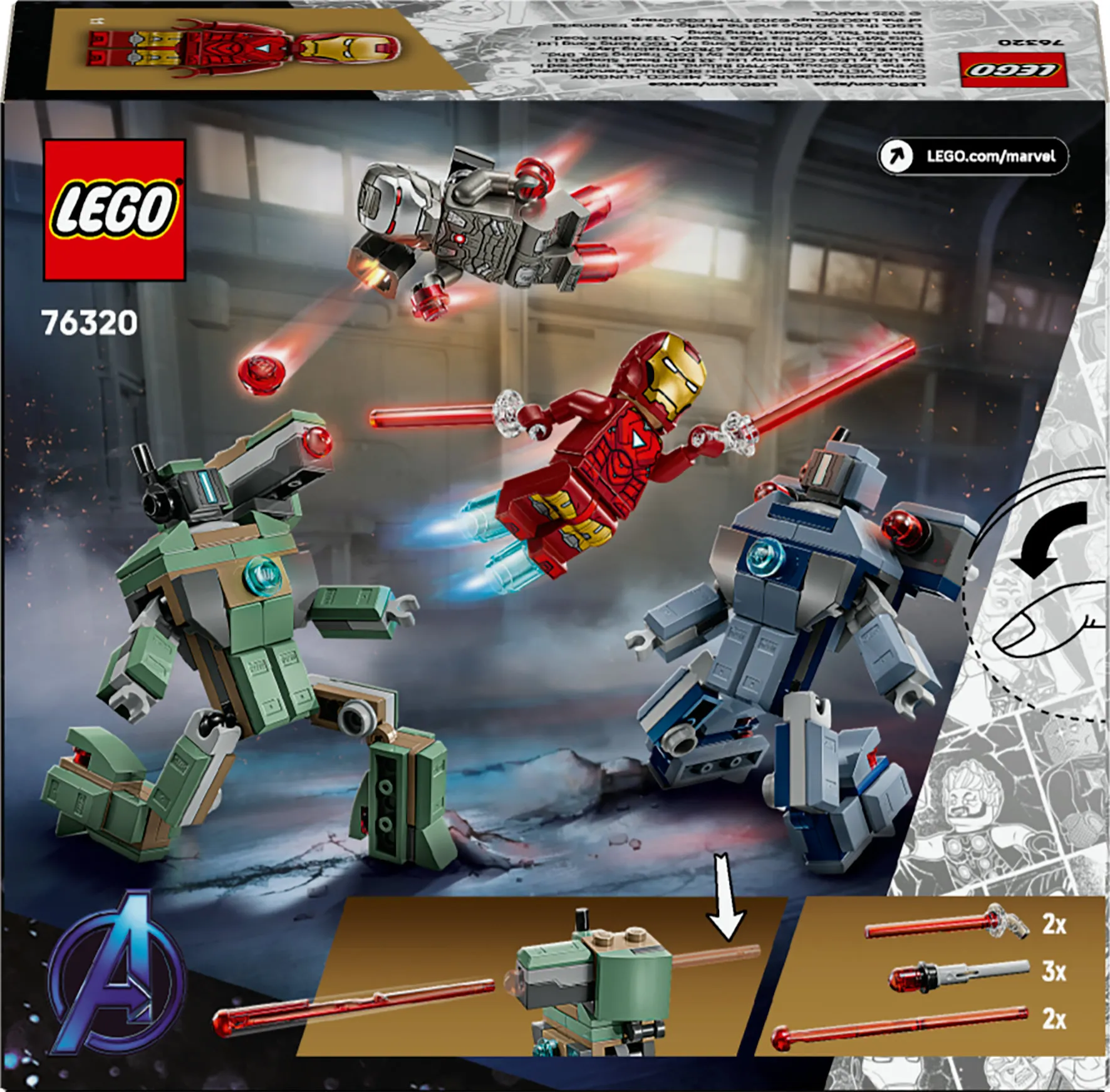 LEGO Marvel Iron Man och War Machine mot Hammer-dr&ouml;nare 76320