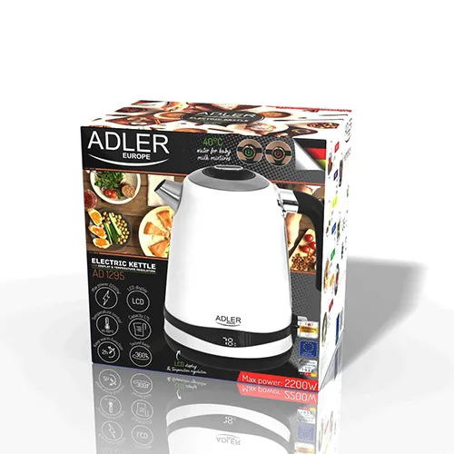 Adler AD 1295w kettle, 1.7L, 2200W, Satin White