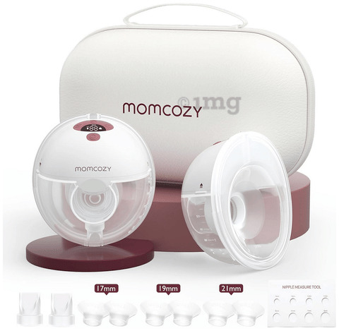 MOMCOZY M5 B&auml;rbar elektrisk dubbel br&ouml;stpump, r&ouml;d
