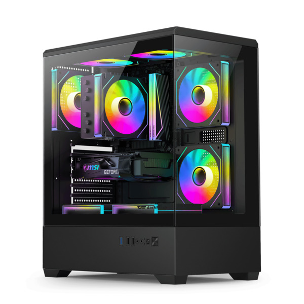 DARKFLASH C365 Midi-Tower Case with window, Black