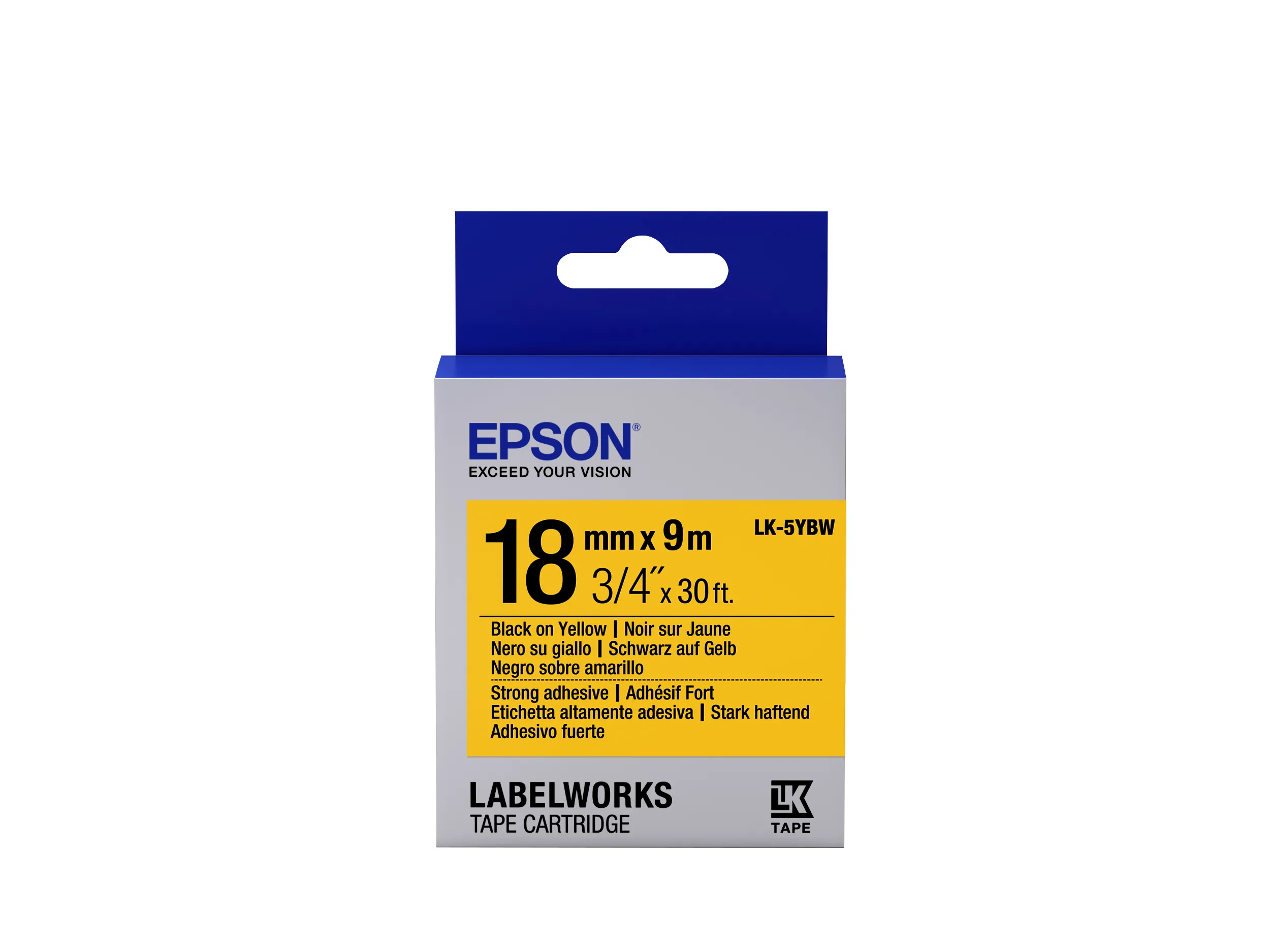 Epson LK-5YBW 18mm x 9m f&auml;rgband, gul/svart
