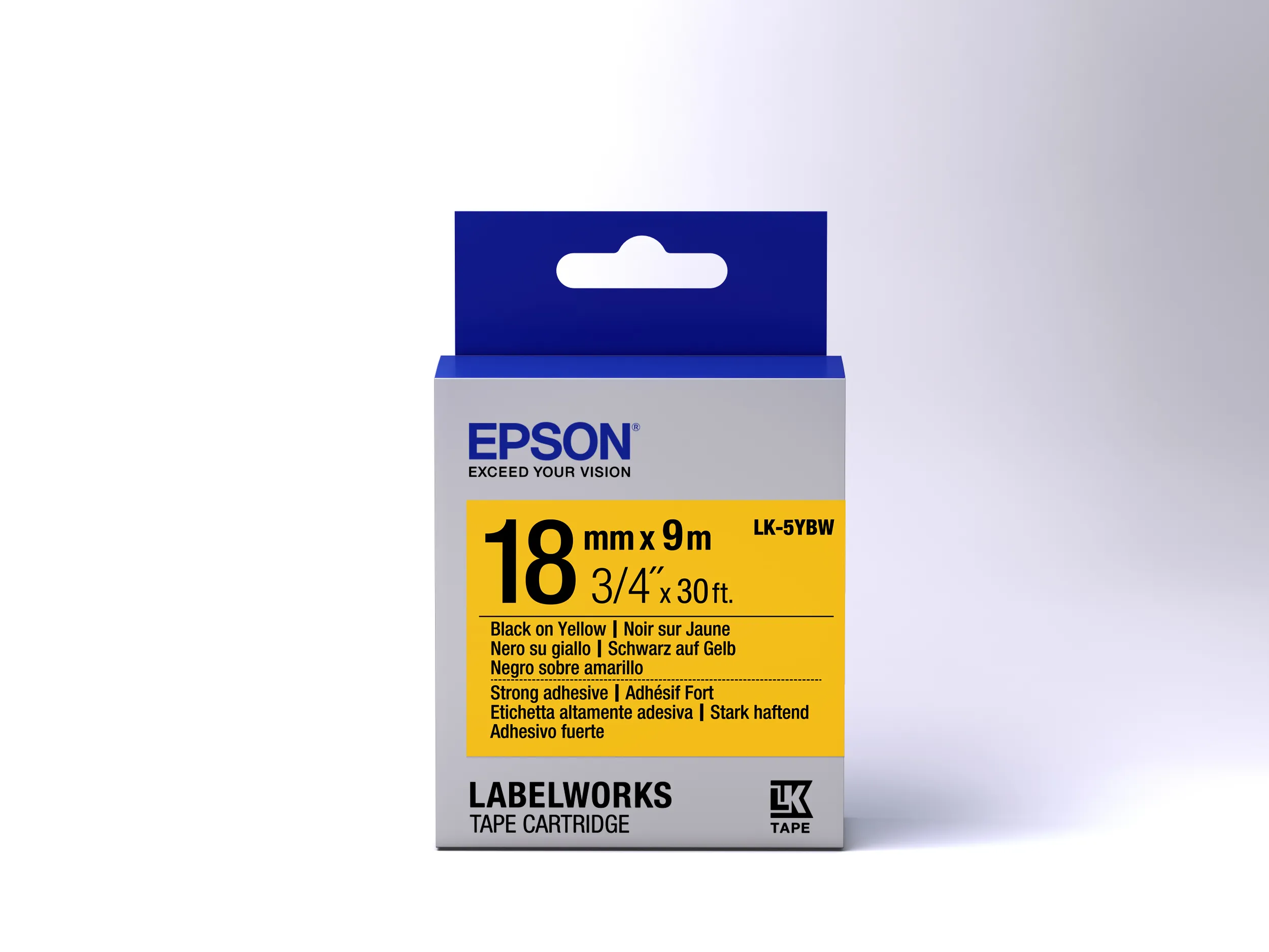 Epson LK-5YBW 18mm x 9m f&auml;rgband, gul/svart