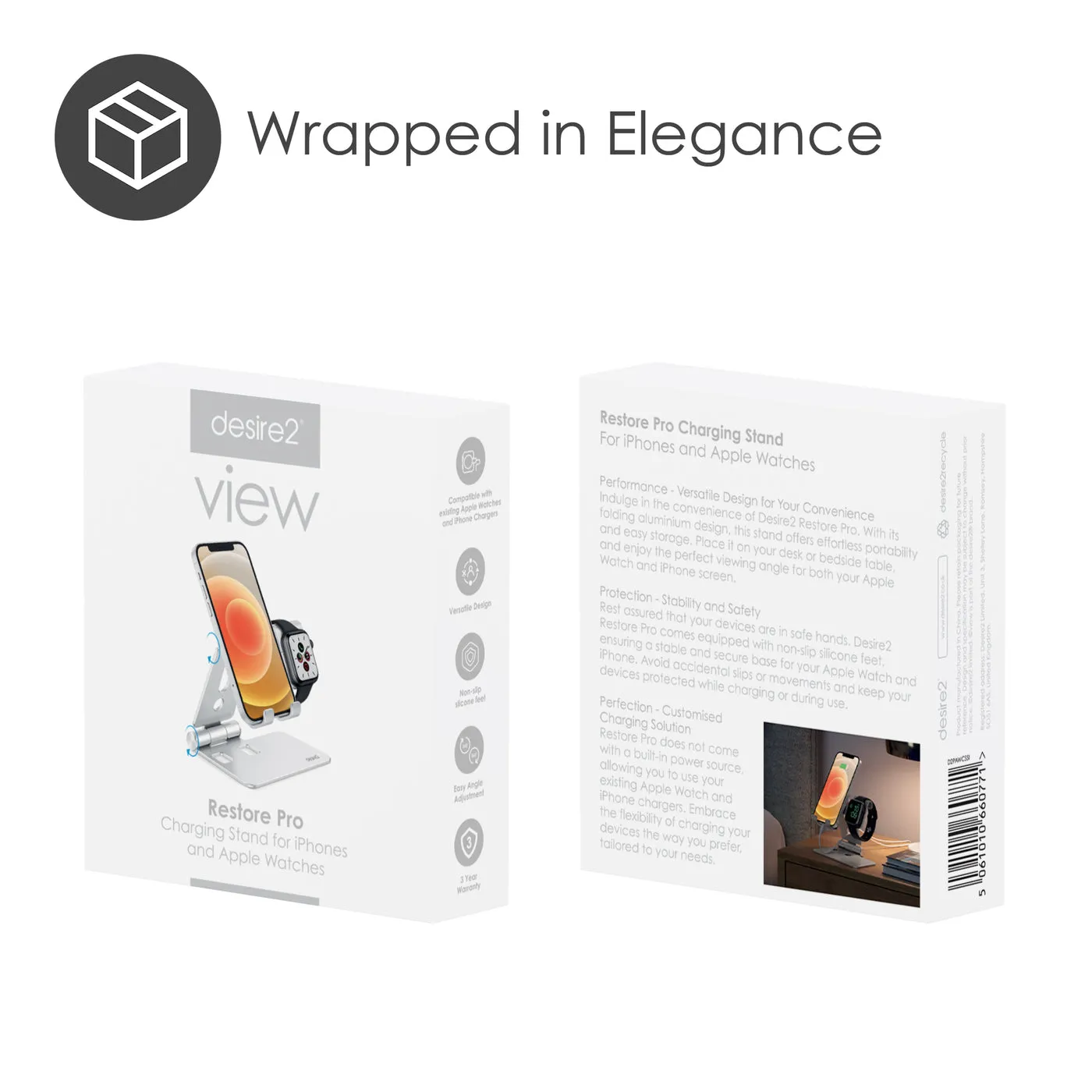 DESIRE2 Restore Pro Laddningsst&auml;ll f&ouml;r Apple Watch Silver