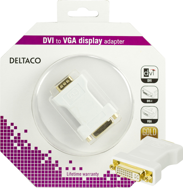 DELTACO DVI adapter analog DVI - analog VGA, ho - ha, vit