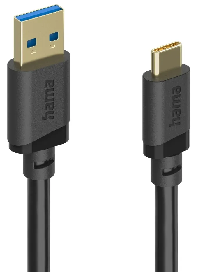 Hama USB 3.2 Gen 1 USB-C &ndash; USB-A -kaapeli, 1,5 m, musta