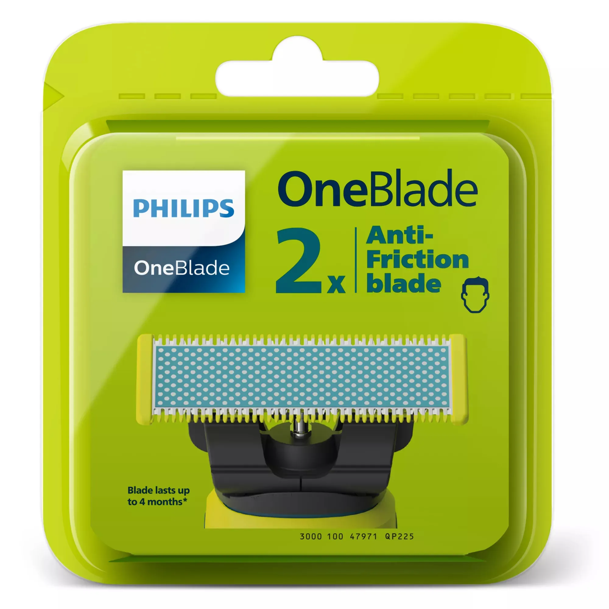 Philips OneBlade QP225/50 -vaihtoter&auml;t, vihre&auml;/hopea