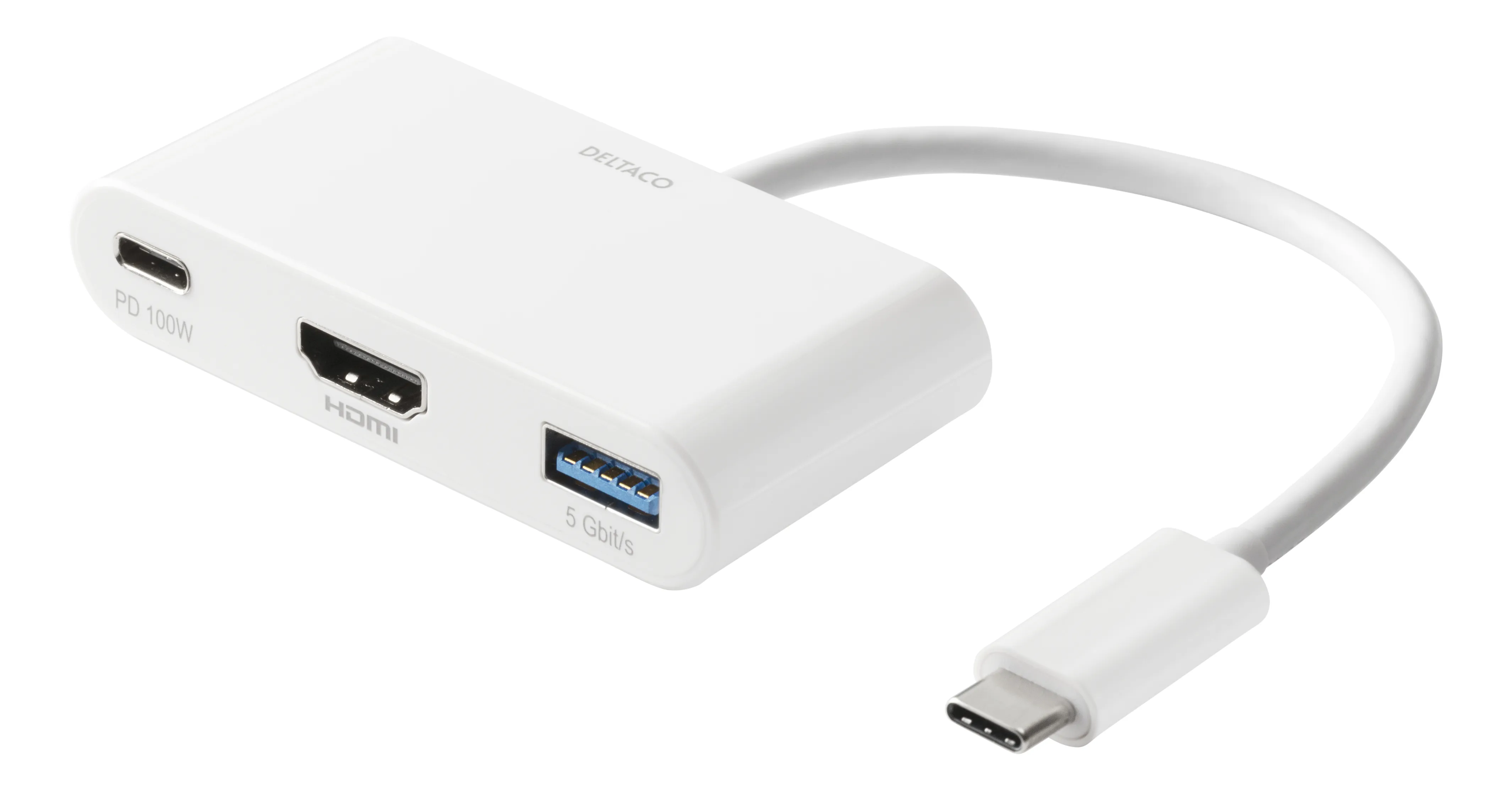 Deltaco USB-C - HDMI, USB-A, 4K 30Hz, USB-C PD 3.0 100W - adapter Deltaco USB-C - HDMI, USB-A, 4K 30Hz, USB-C PD 3.0 100W - adapter