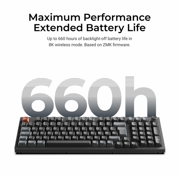 Keychron V5 Ultra 8K 96% -langaton mekaaninen pelin&auml;pp&auml;imist&ouml;, Silk POM Red, musta