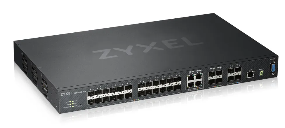 ZYXEL XGS4600-32F L3 Managed Switch, 24 port Gig SFP, 4 dual pers.  and 4x 10G SFP+, stackable, dual PSU