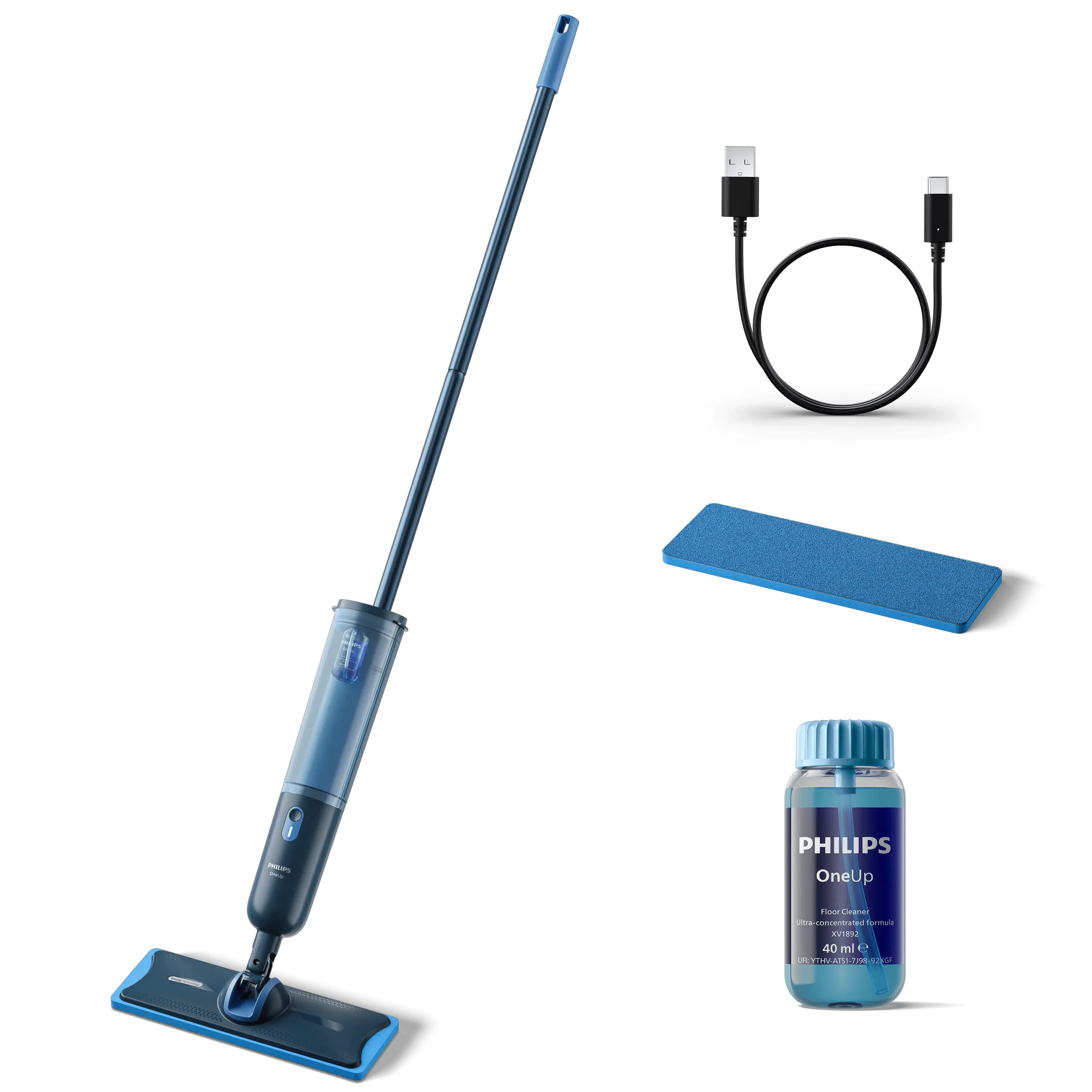 Philips OneUp Series 3000 sladdl&ouml;s elektrisk mopp - bl&aring;