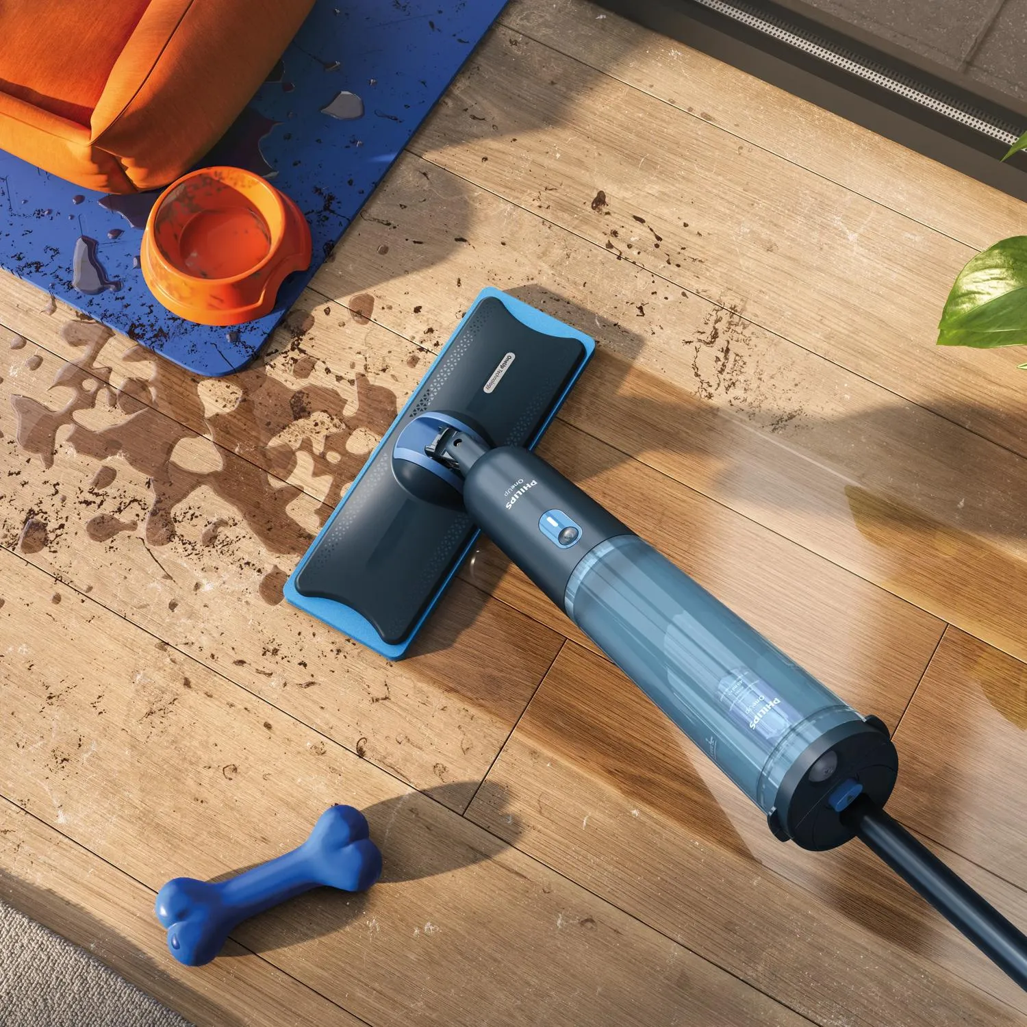 Philips OneUp Series 3000 sladdl&ouml;s elektrisk mopp - bl&aring;