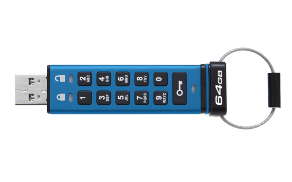 Kingston IronKey Keypad 200, AES-256 64GB USB 3.2 Gen 1x1 - memory stick, Blue