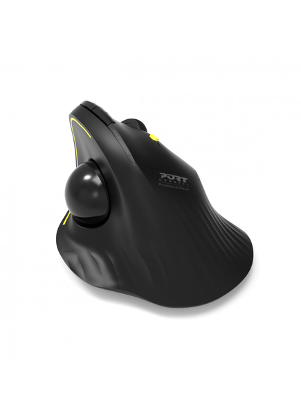 Port Designs Ergonomic Rechargable Bluetooth -wireless vertical mouse with trackball, black