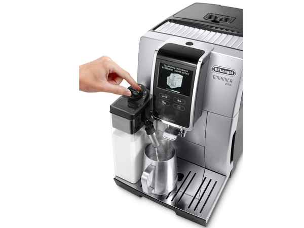 De'Longhi Dinamica  ECAM 370.85.SB Automatisk kaffemaskine S&oslash;lv/sort