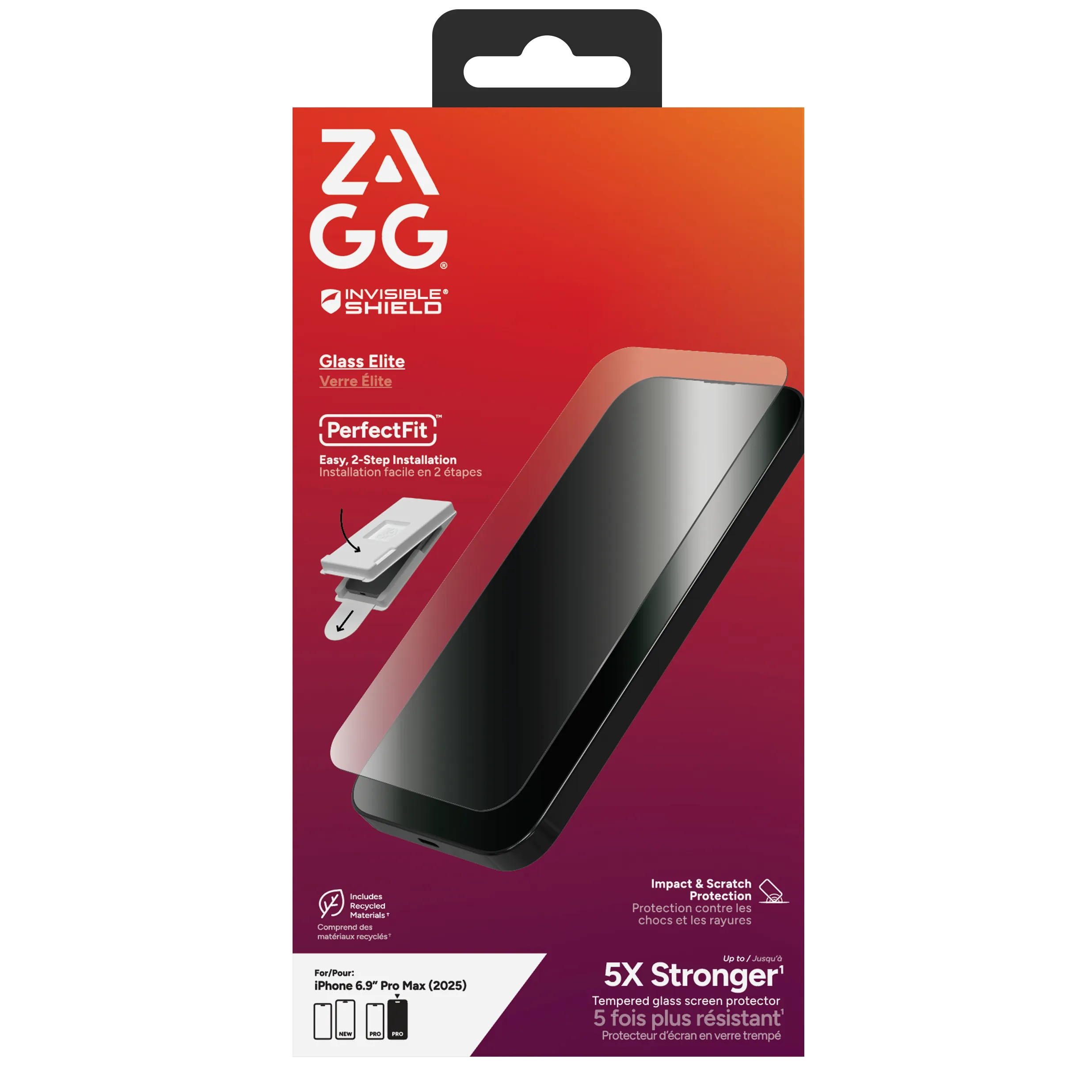 ZAGG Glass Elite skärmskydd för iPhone 17 Pro Max, med applikator