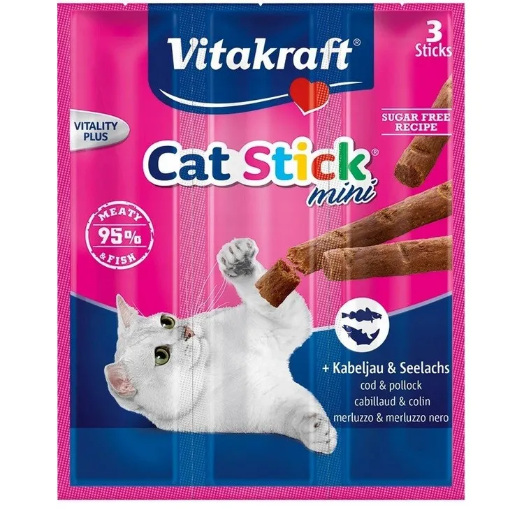 Vitakraft Cat Stick Mini Cod, Adult, Grain Free, 18g