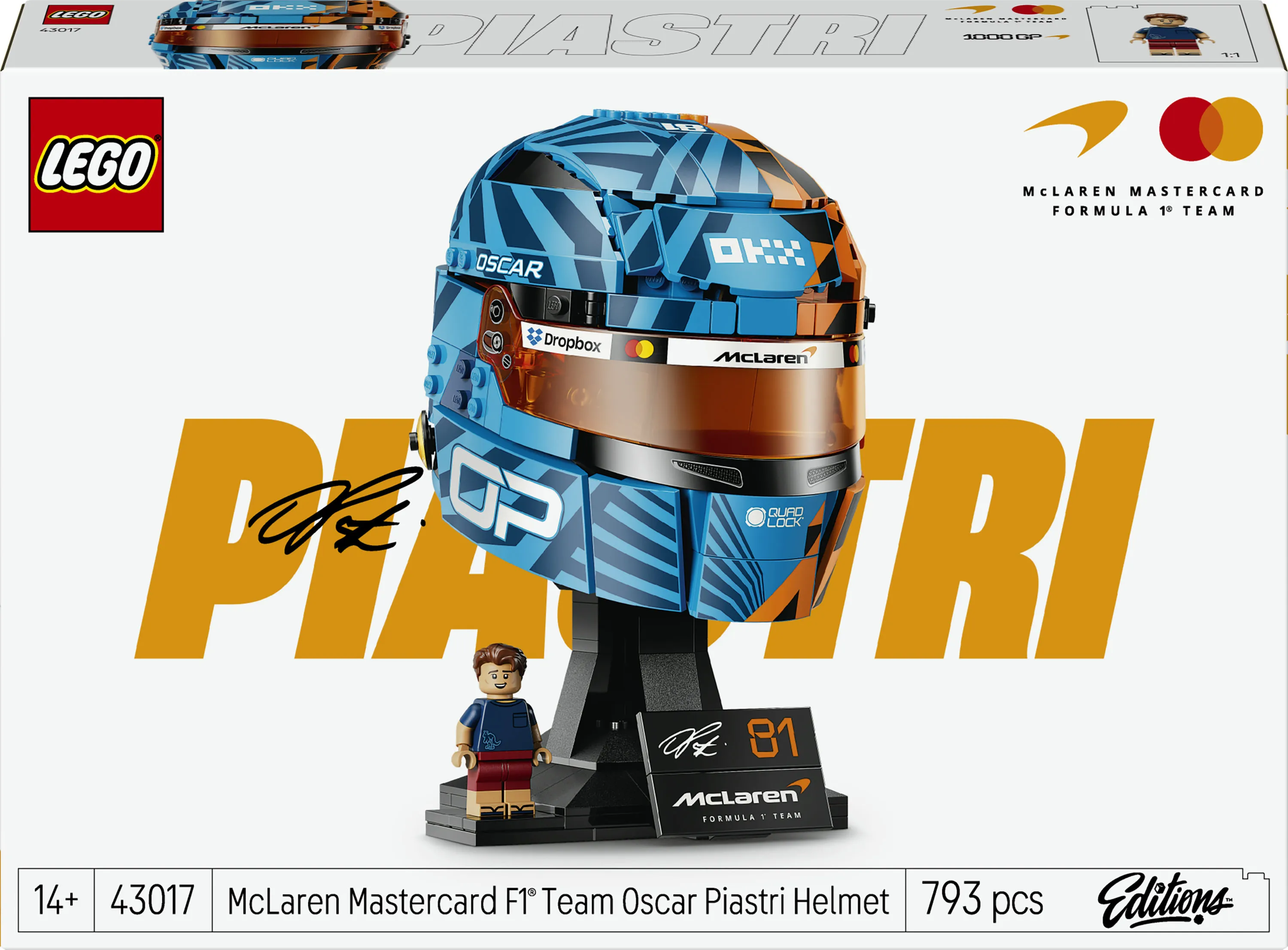 LEGO McLaren Mastercard F1 Team Oscar Piastri kyp&auml;r&auml; 43017