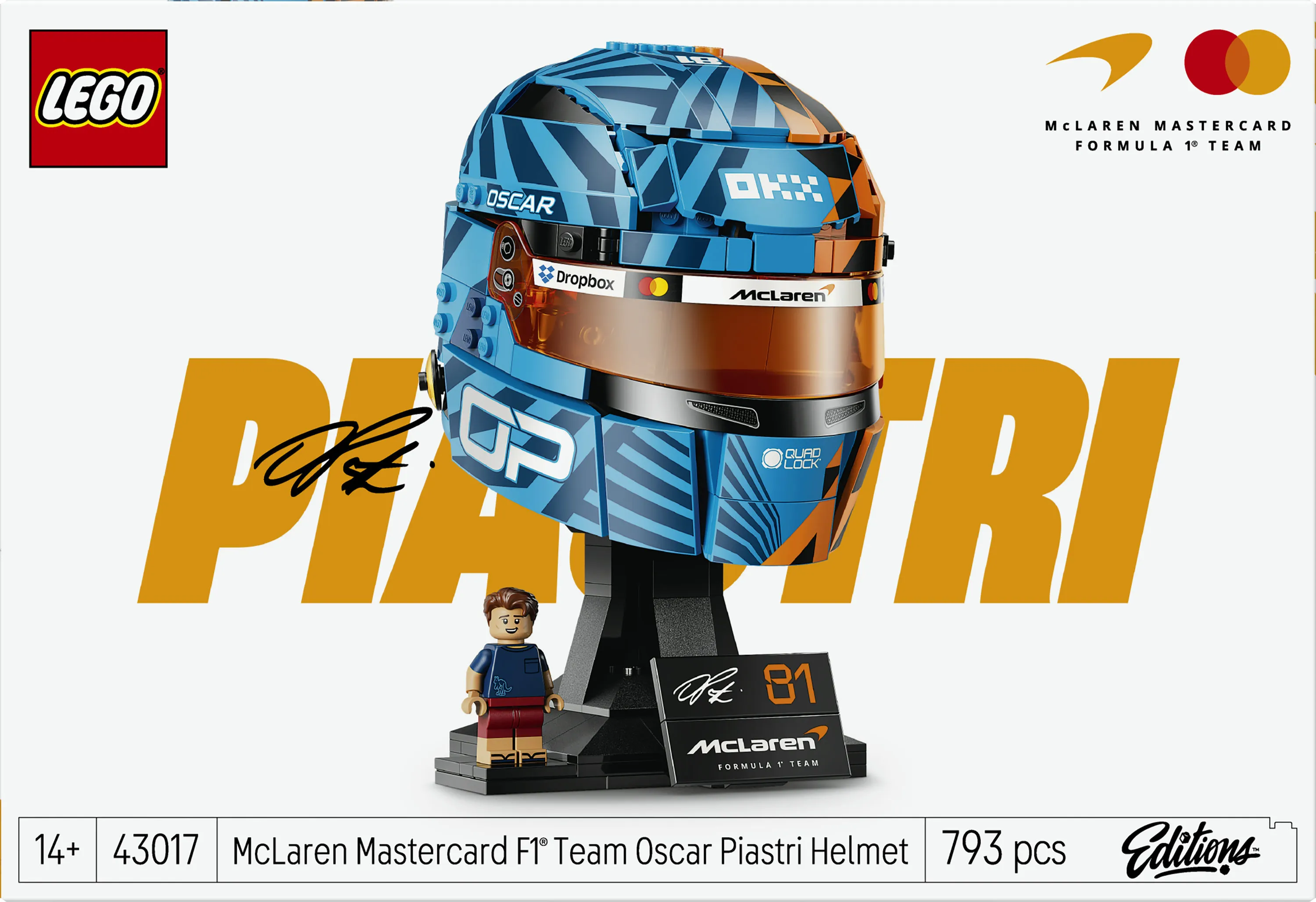 LEGO McLaren Mastercard F1 Team Oscar Piastri kyp&auml;r&auml; 43017