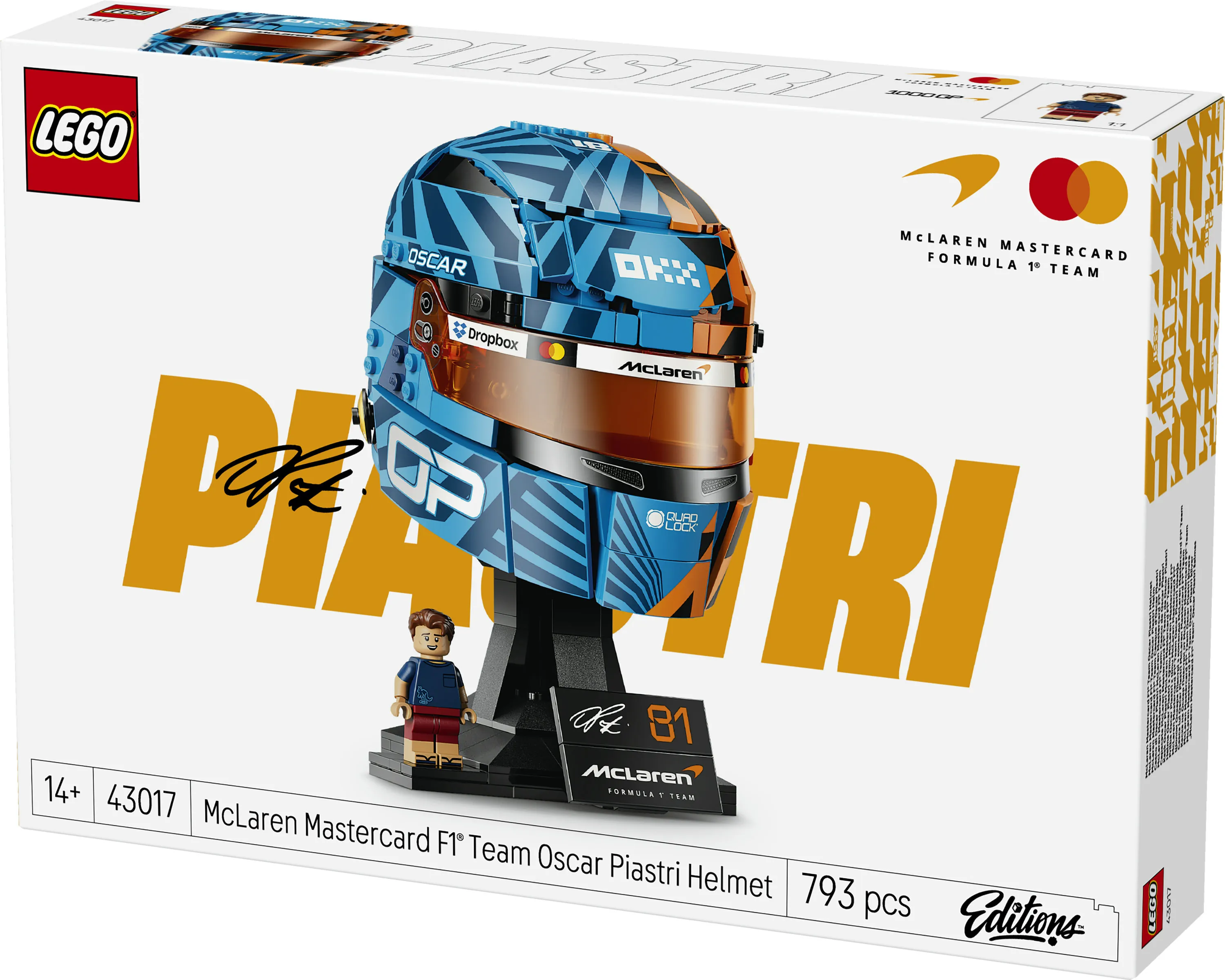 LEGO McLaren Mastercard F1 Team Oscar Piastri kyp&auml;r&auml; 43017
