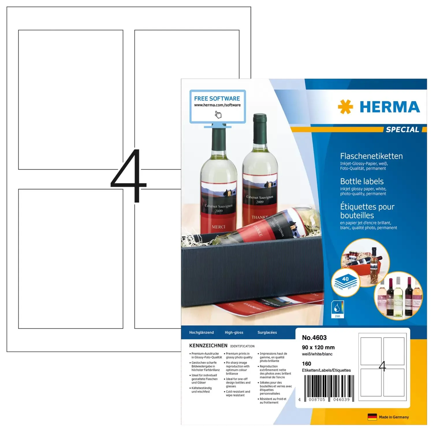 Herma bottle label weatherproof inkjet 90x120 (160)