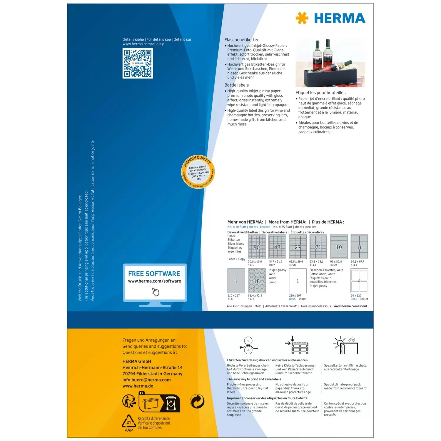 Herma bottle label weatherproof inkjet 90x120 (160)