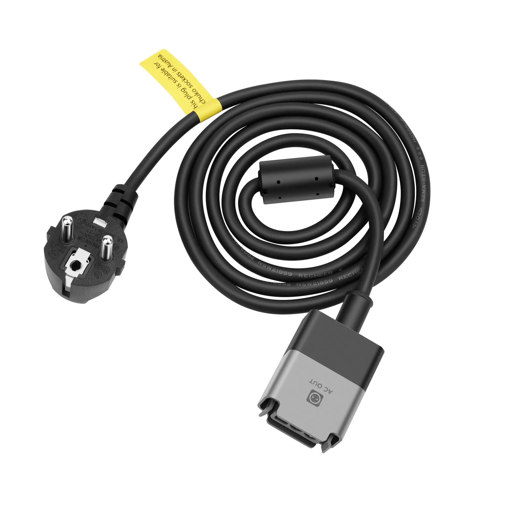 EcoFlow AC-laddningskabel, 5 m, Svart