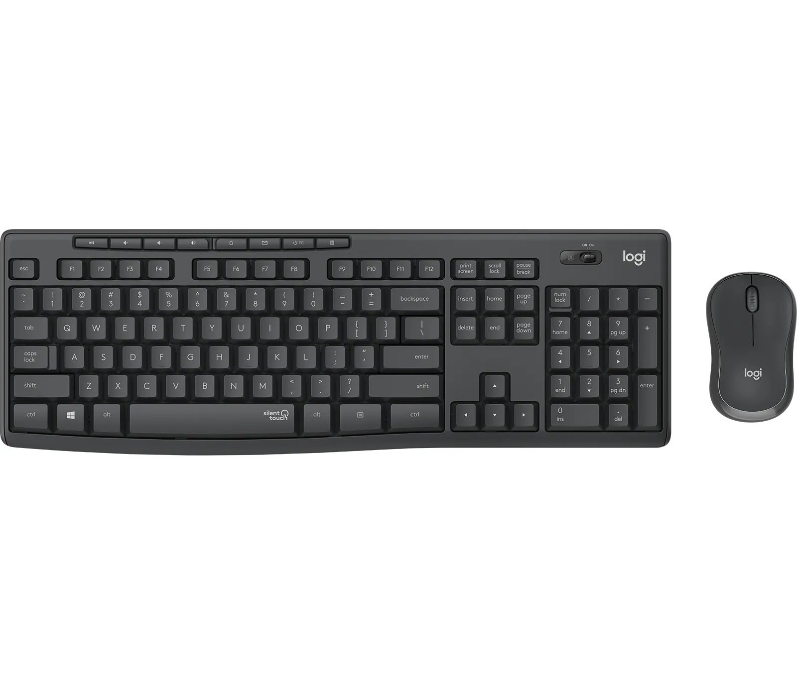 Logitech MK295 Silent -langaton näppäimistö ja hiiri, musta