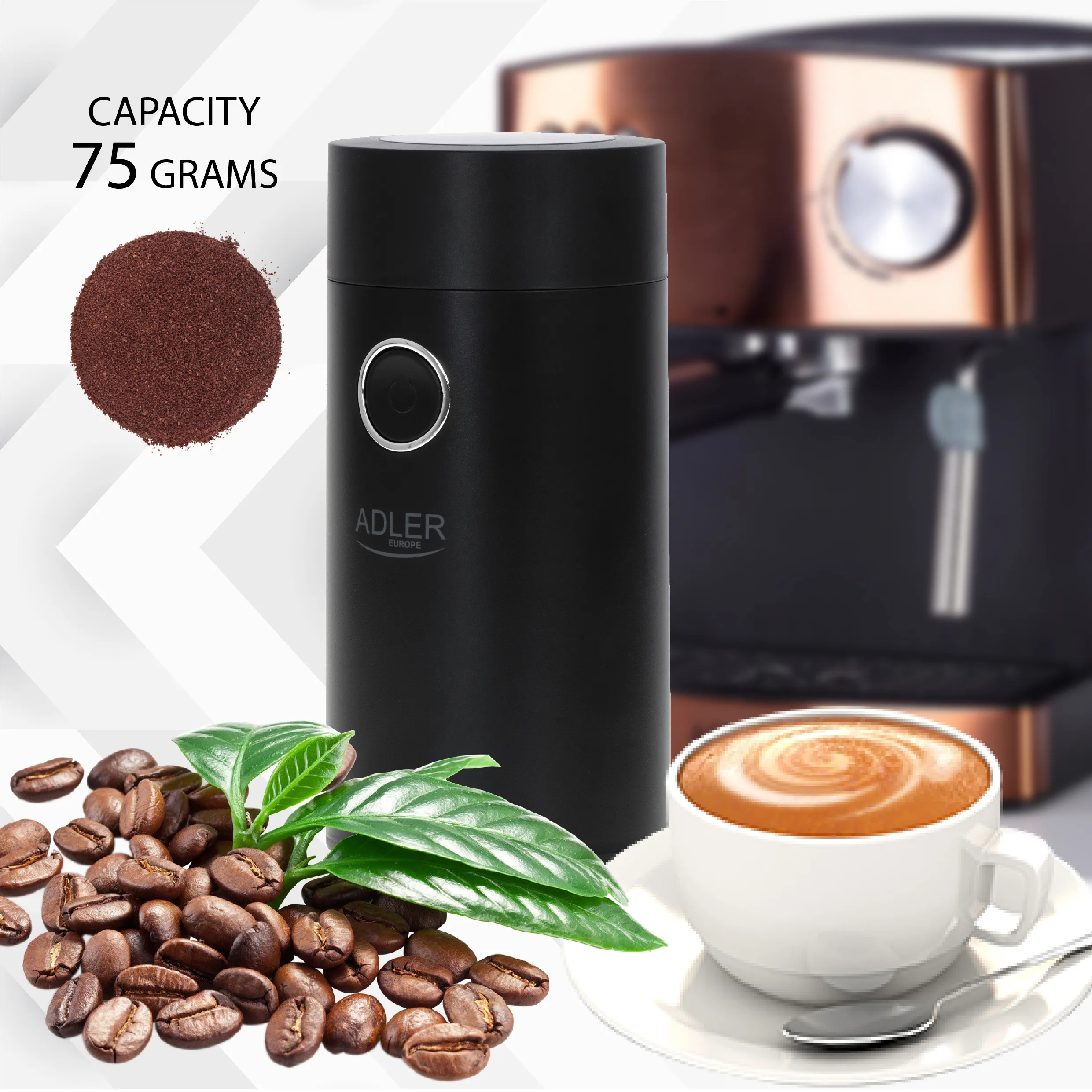 Adler AD 4446bs Coffee Grinder 75g, Black