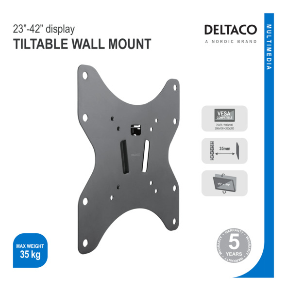 Deltaco, tilt wall - wall mount, 23-42&quot;, 35kg
