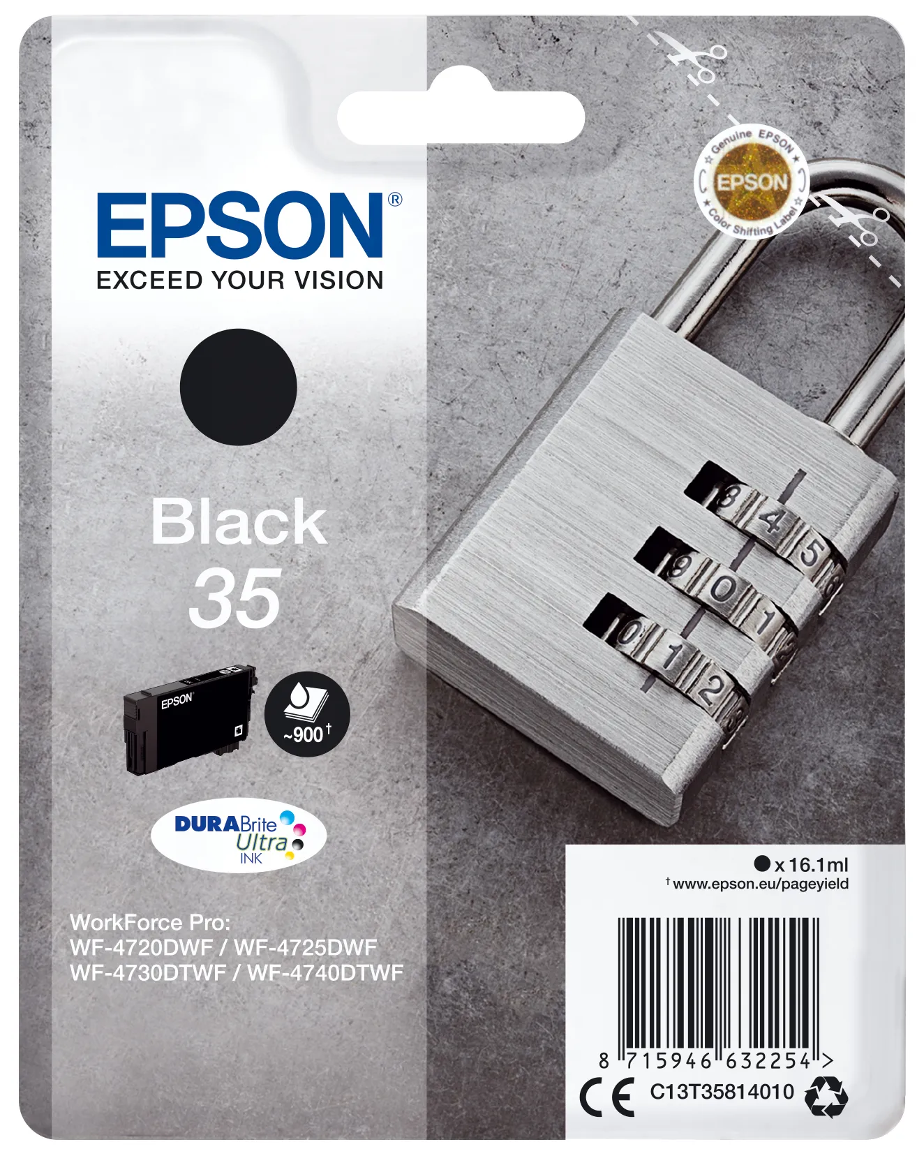 Epson Padlock 35 -mustekasetti, 16.1 ml, musta