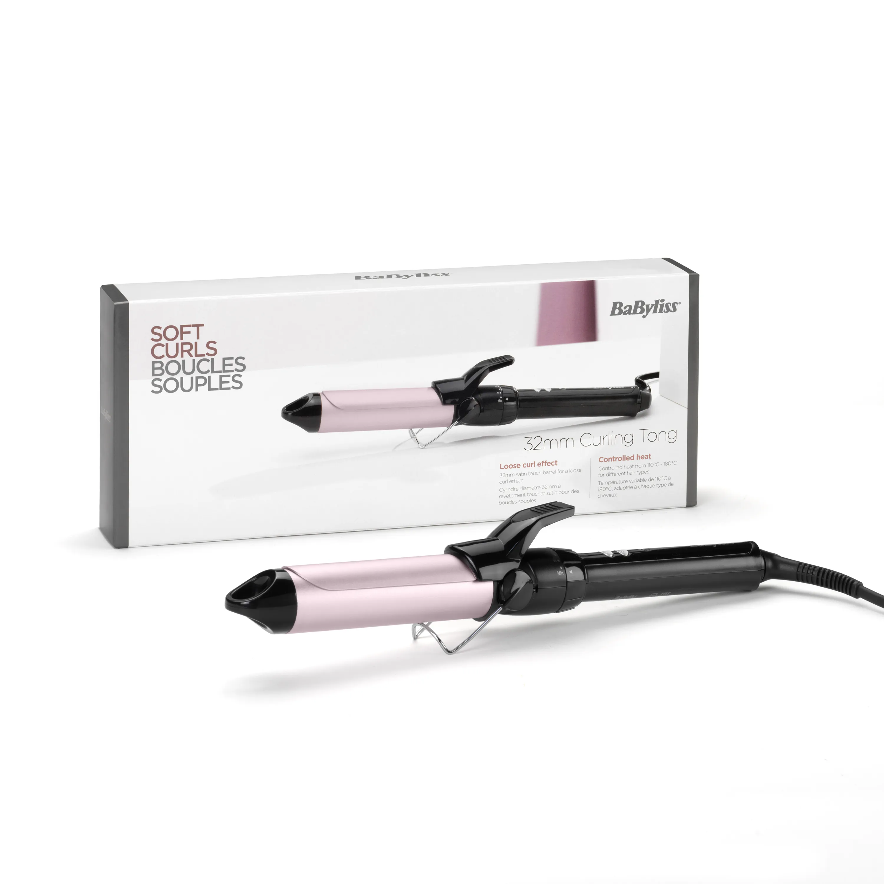 Babyliss C325E Pro 180 Sublim Touch -puikkokiharrin, Musta/Vaaleanpunainen