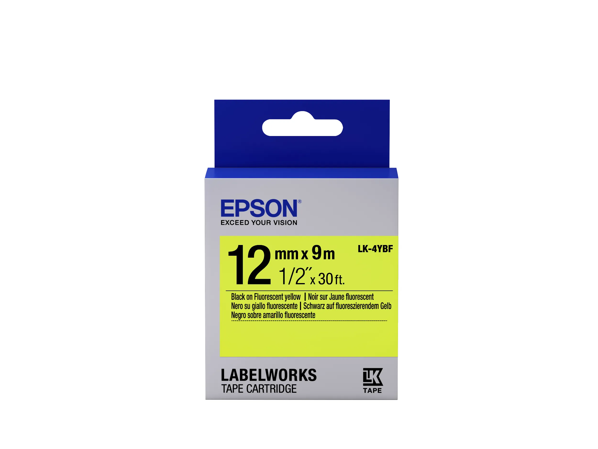 Epson LK-4YBF 12 mm cartridge, 9 ml, svart/fluorescerande gul