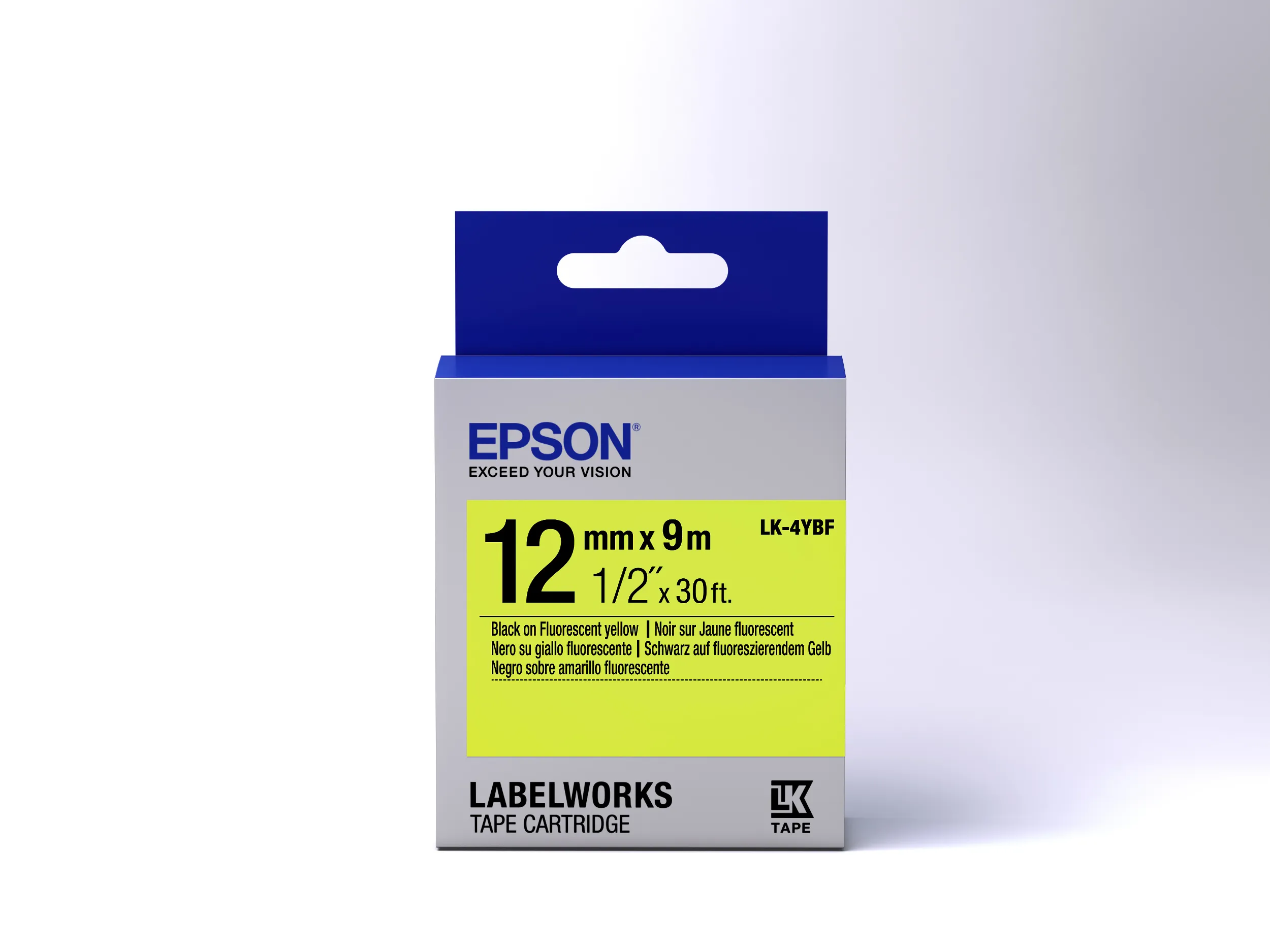 Epson LK-4YBF 12 mm cartridge, 9 ml, svart/fluorescerande gul
