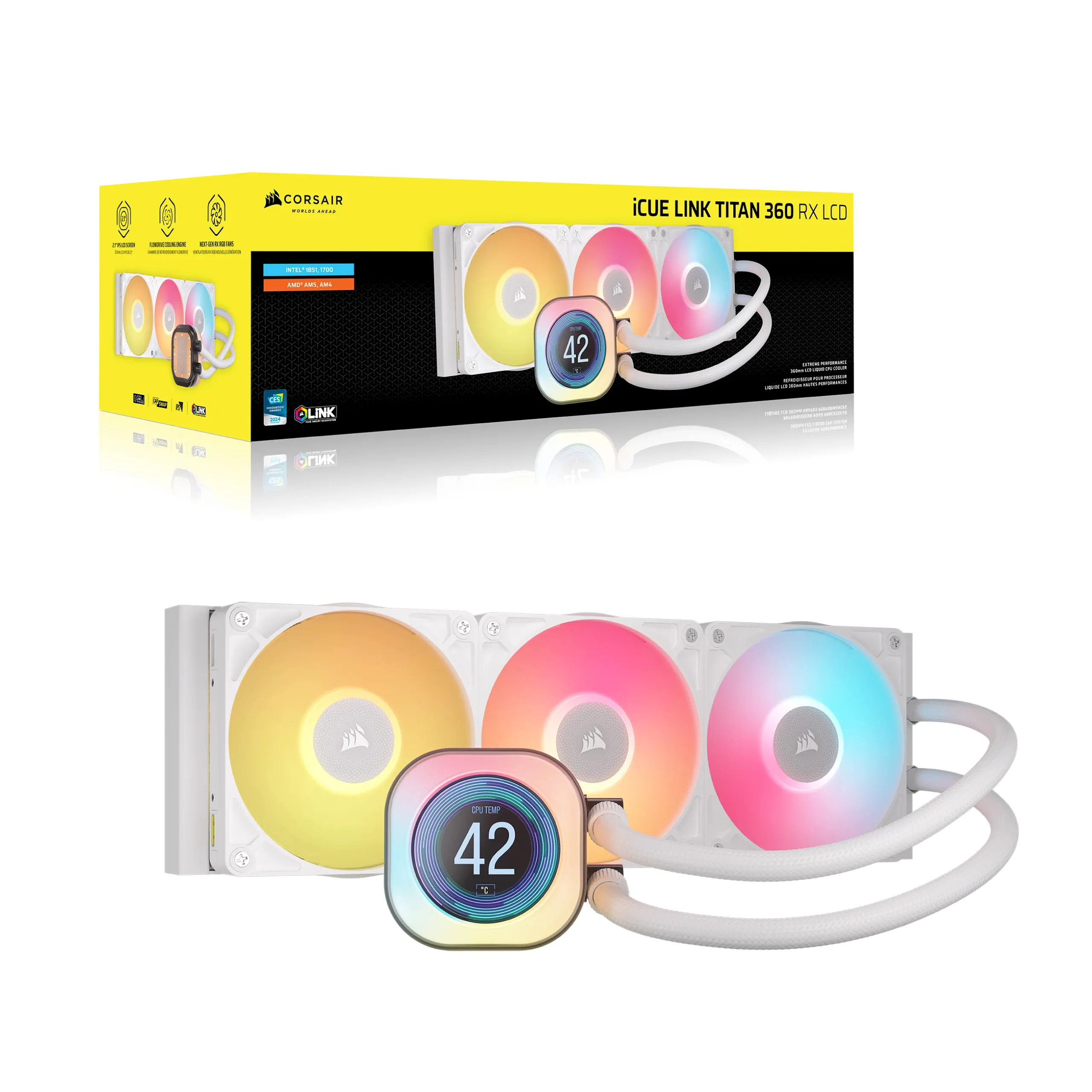 Corsair iCUE Link Titan 240 RX LCD AIO - liquid cooler, white