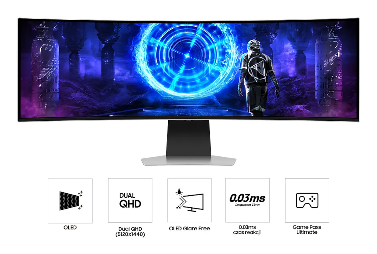 Samsung Odyssey OLED G9 LS49DG950SUXDU 49" DQHD, OLED, 240Hz, USB-C hub curved gamingsk&auml;rm