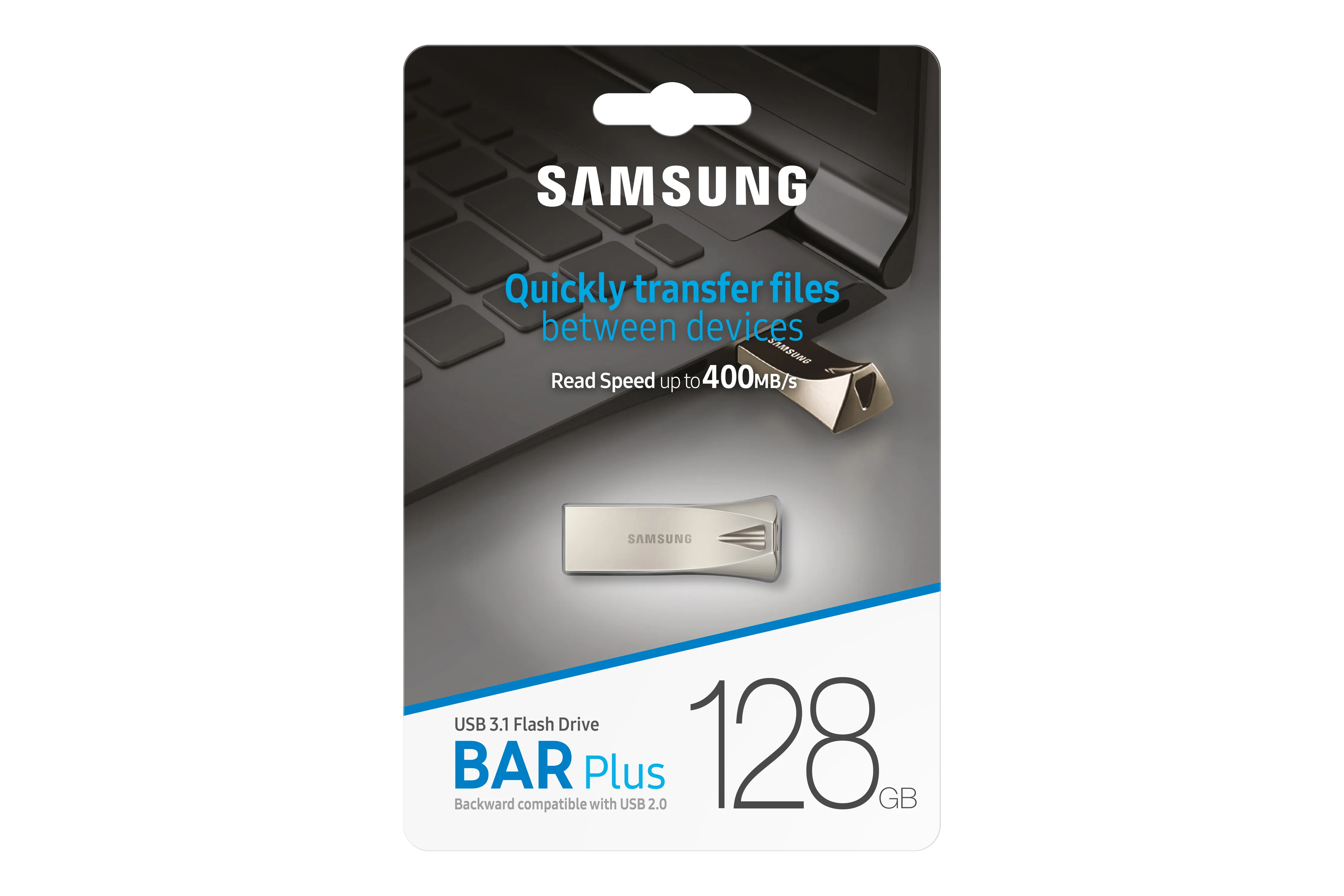 Samsung BAR Plus USB 3.2 Gen 1 128 Gt -muistitikku, hopea