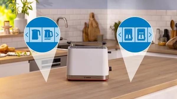Bosch MyMoment -leiv&auml;npaahdin, 2 viipale(i)ta,  Valkoinen