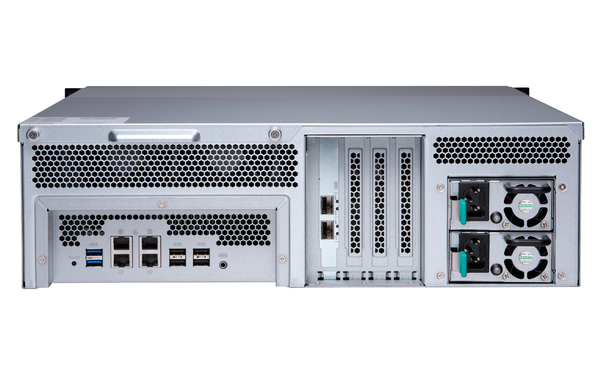 QNAP TS-1673U-RP-64G 16-bay rackmount NAS AMD RX-421ND 4-core 2.1GHz up to 3.4GHz 64GB DDR4 RAM (max 64GB) 2 x M.2 22802260 SATA 6Gb