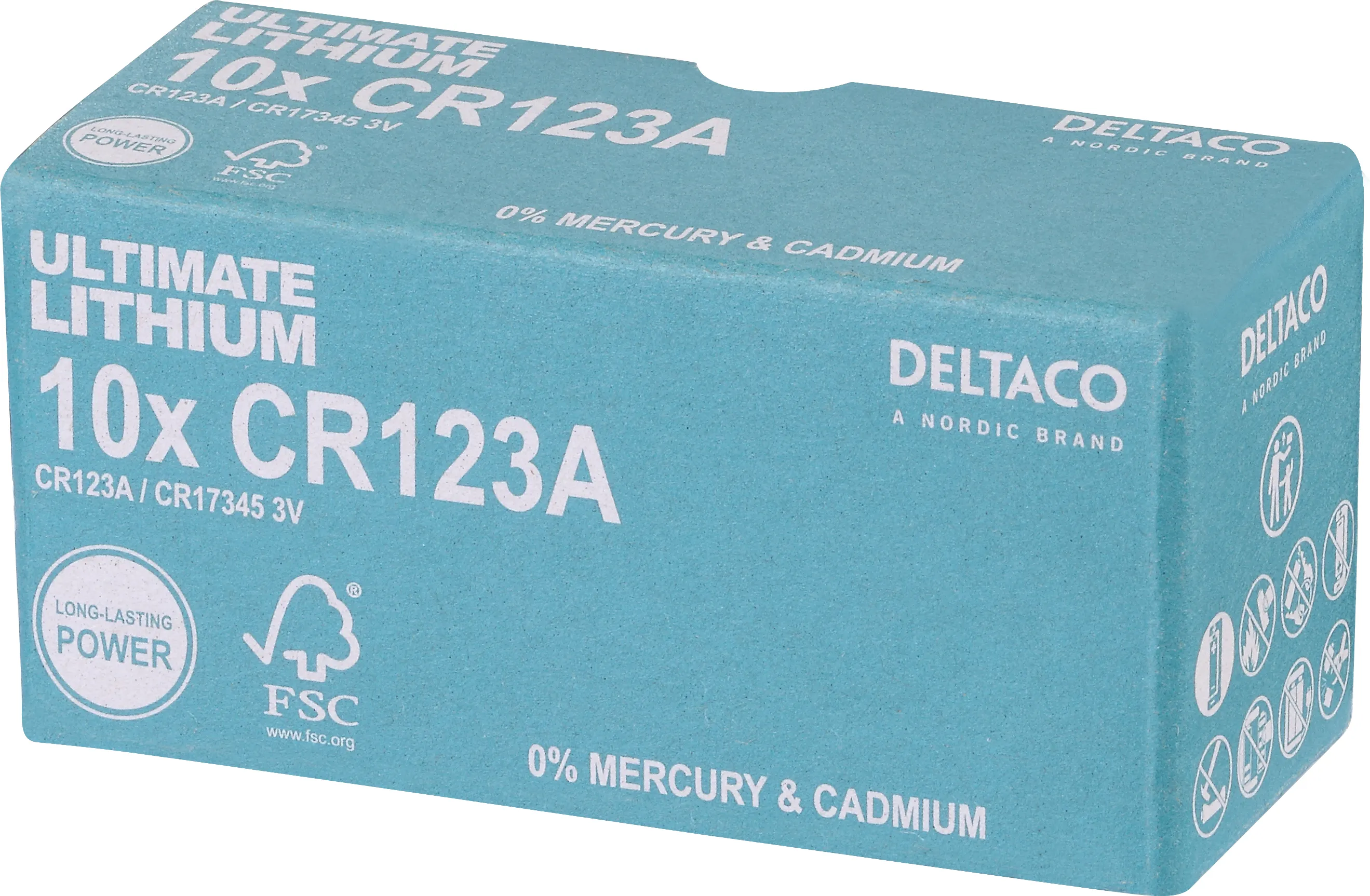 Deltaco Ultimate Lithium battery, 3V, CR123A, 10-pack