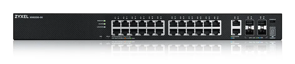 ZYXEL XGS2220-30 L3 Access Switch 24x1G RJ45 2x10mG RJ45 4x10G SFP+ Uplink incl. 1Year NebulaFlex Pro