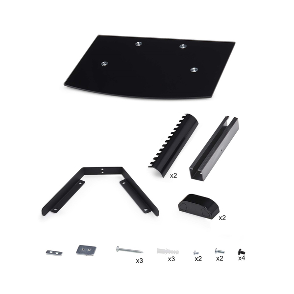 STARTECH.COM Floating Wall-Mounted AV Shelf Adjustable Height Shelf For Under TV AV Equipment Tempered Glass Shelf