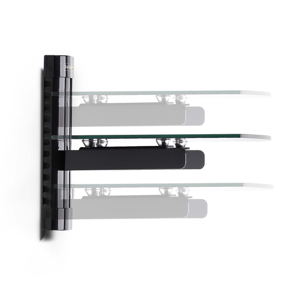 STARTECH.COM Floating Wall-Mounted AV Shelf Adjustable Height Shelf For Under TV AV Equipment Tempered Glass Shelf