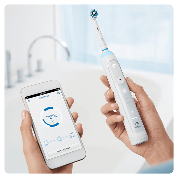BRAUN S&Auml;HK&Ouml;HAMMASHARJA ORAL-B GENIUS 10000N. &Auml;yk&auml;s harjausj&auml;rjestelm&auml; Gum Guard -teknologialla, joka auttaa harjaamaan hammasl&auml;&auml;rien suosittelemalla tavalla. Ai