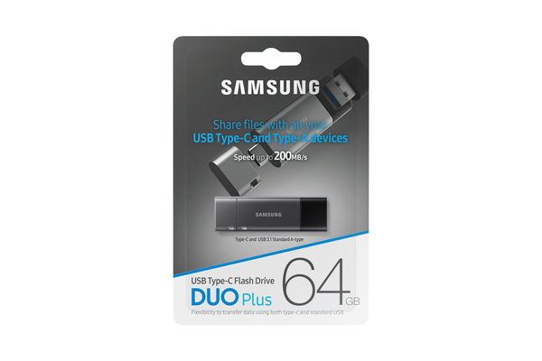 Samsung 64 Gt Duo Plus USB-C 3.2 Gen 1x1 -muistitikku, Musta/Hopea