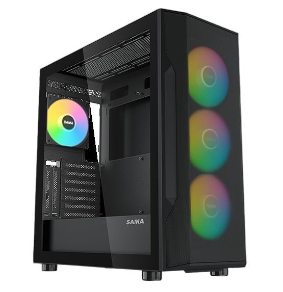 SAMA S40 Midi-Tower Case with window and RGB lighting, Black